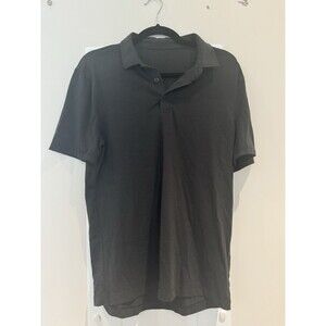 Lululemon Polo Shirt Mens Medium Black Evolution Golf Stretch Comfort Preppy
